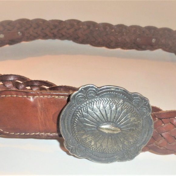 ST5 Leather BELT Big BUCKLE Weaved Leather 40" Braided Leather Handmade - Picture 9 of 9